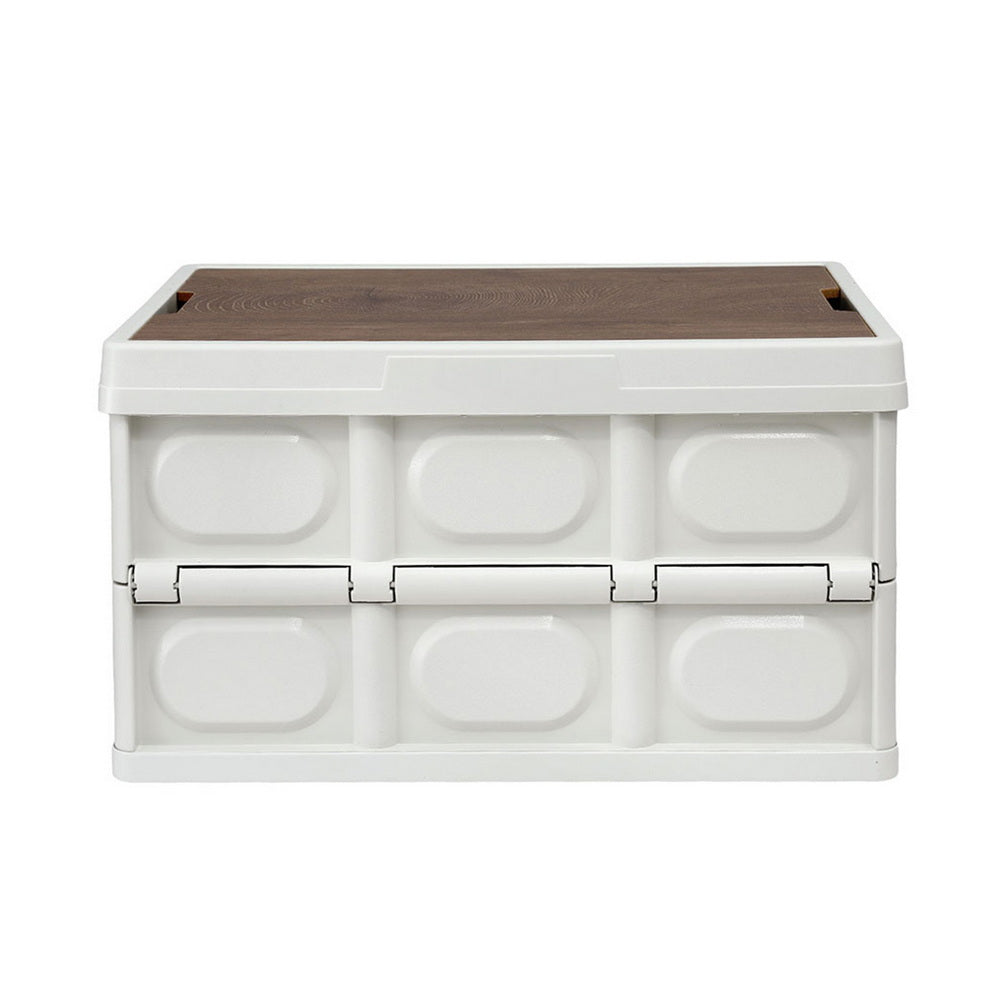 Gardeon Collapsible Outdoor Storage Box with Plywood Lid, 50 L