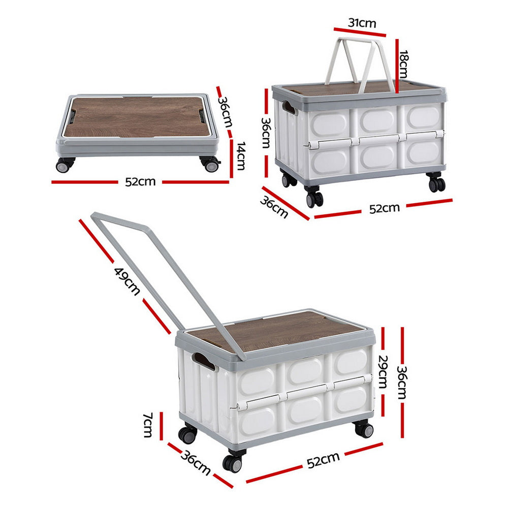 Gardeon Collapsible Outdoor Storage Box with Wheels, 54 L