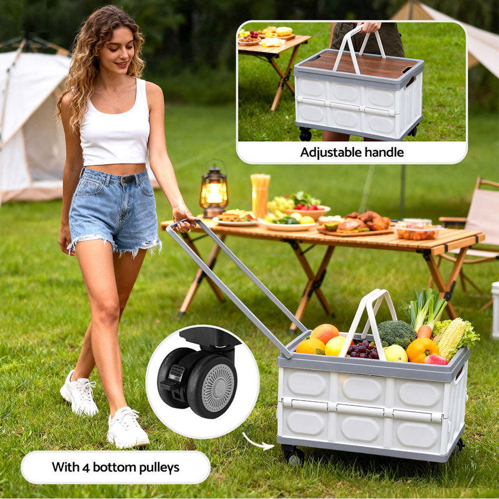 Gardeon Collapsible Outdoor Storage Box with Wheels, 54 L