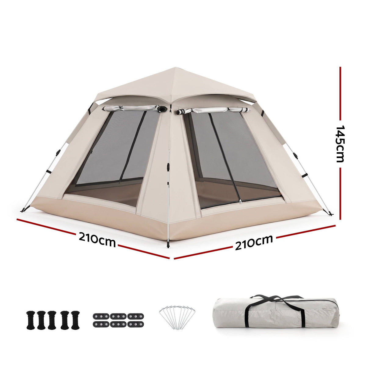 Weisshorn Camping Tent Family Shelter 210D Oxford Fabric Awning 210cm