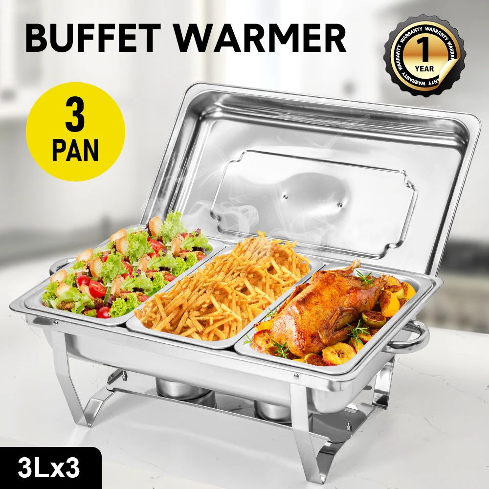 Alston 3LX3 Chafing Dish Set, Premium 410 Stainless Steel Buffet