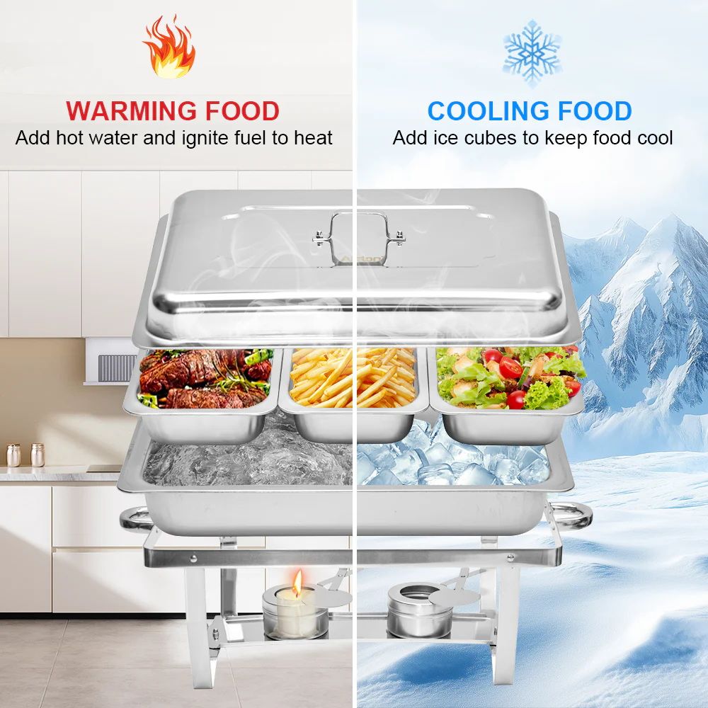 Alston 3LX3 Chafing Dish Set, Premium 410 Stainless Steel Buffet