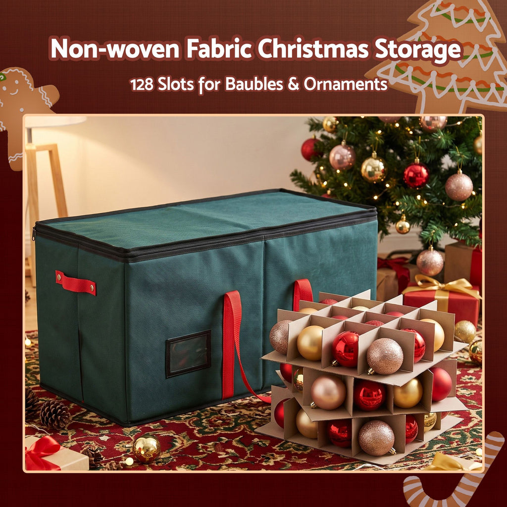 Jingle Jollys Christmas Baubles Storage Box 128 Slots Decor Ornaments