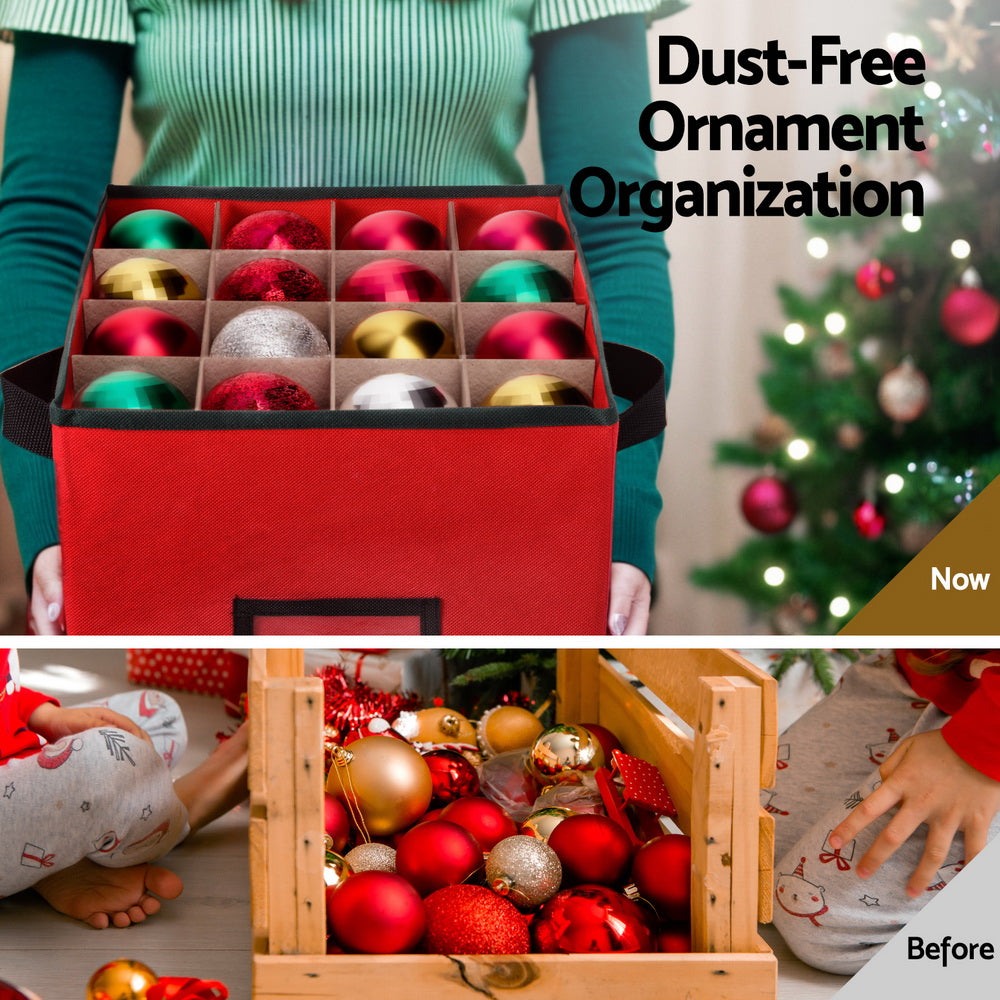 Jingle Jollys Christmas Baubles Storage Box 64 Dividers Xmas