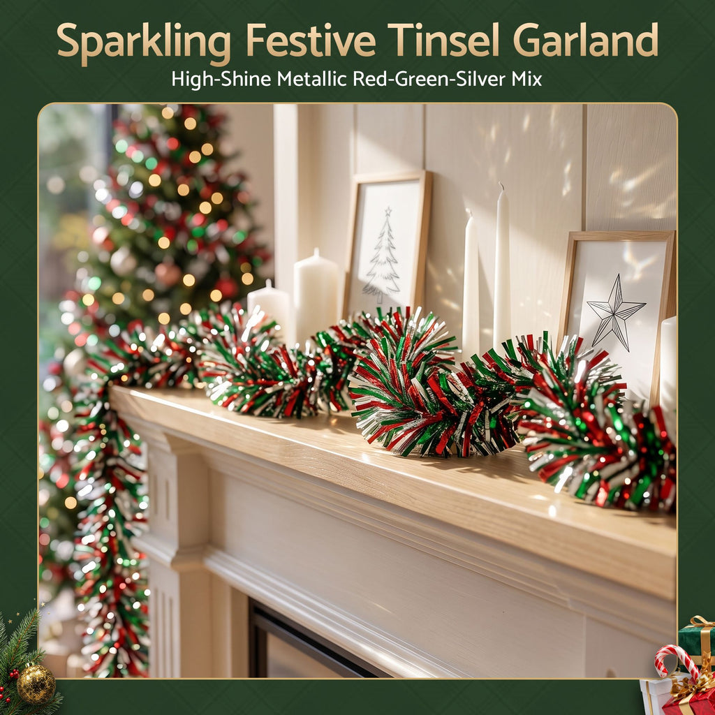 Jingle Jollys 20M Christmas Tinsel Garland Mixed Colors Xmas Party