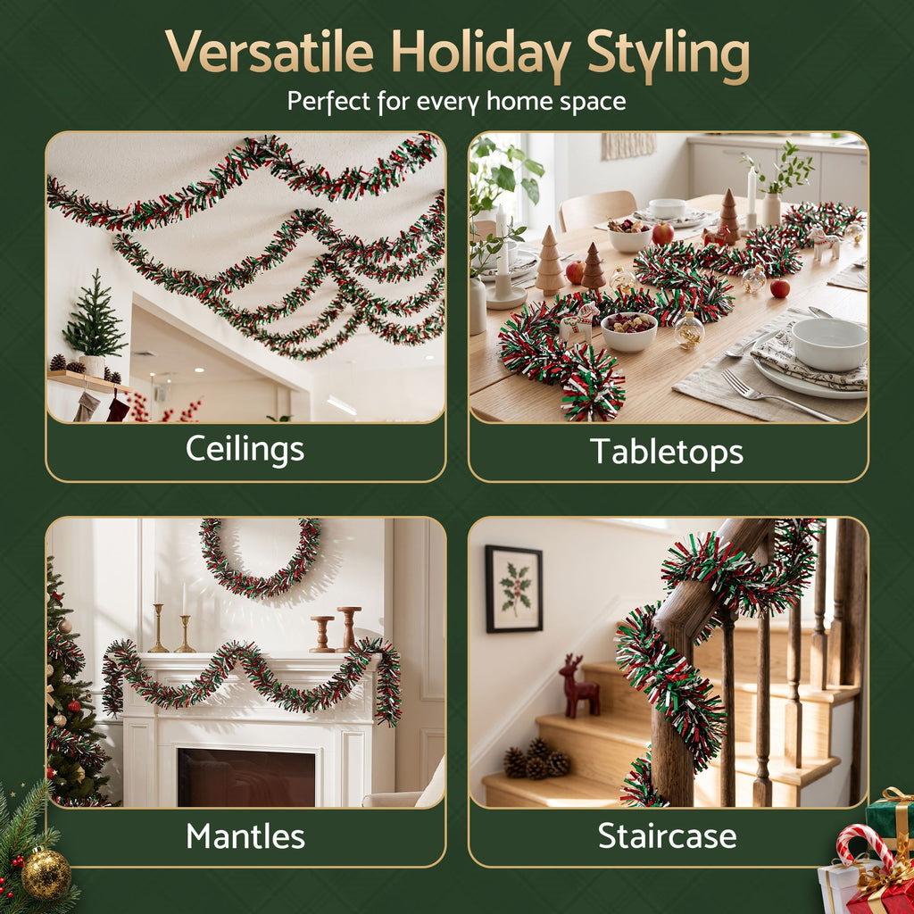 Jingle Jollys 20M Christmas Tinsel Garland Mixed Colors Xmas Party