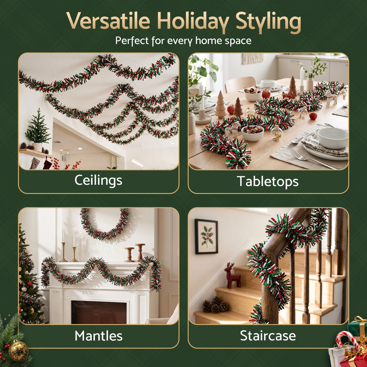 Jingle Jollys 20M Christmas Tinsel Garland Mixed Colors Xmas Party