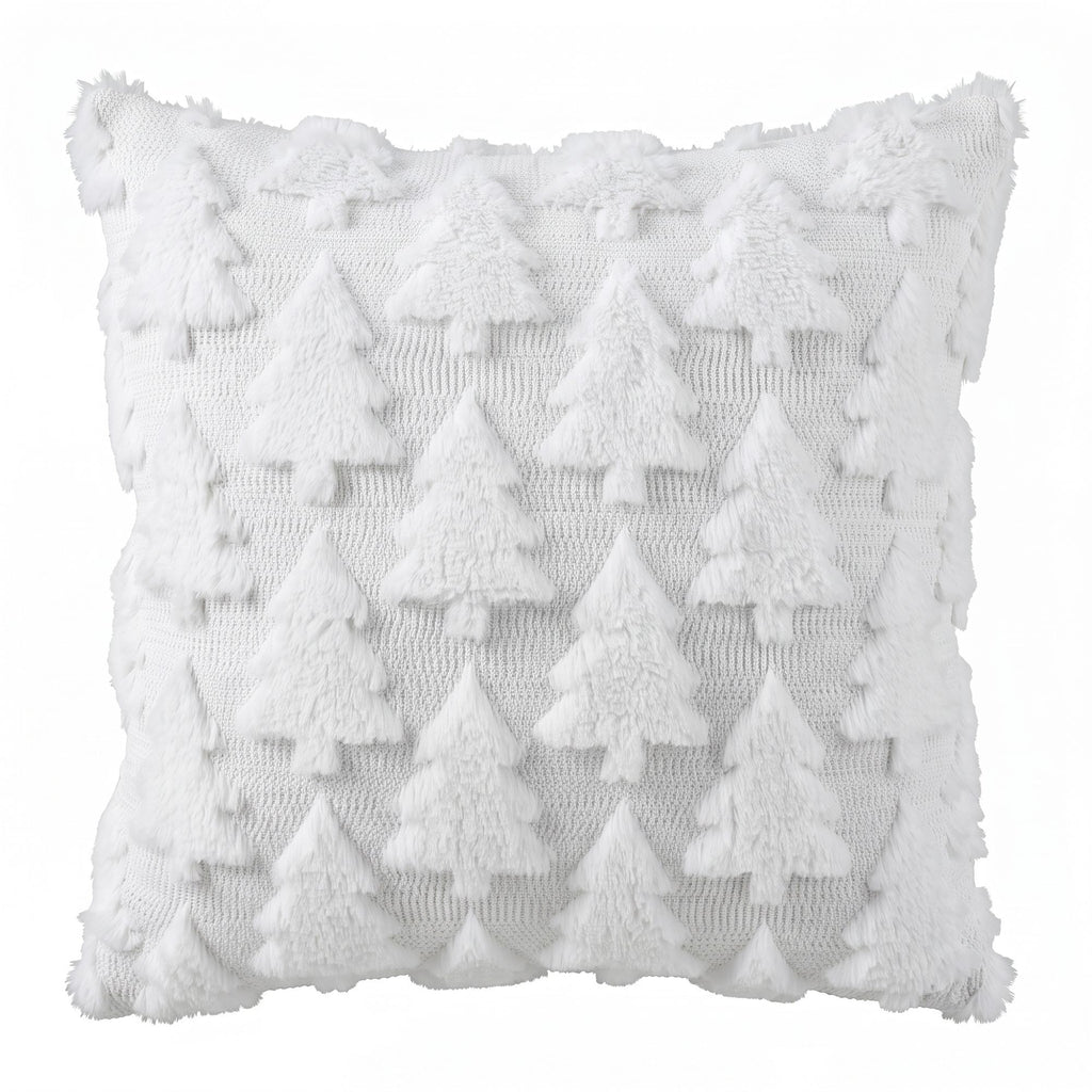 Jingle Jollys Christmas Tree Pillow Covers 2 Packs Cushion Covers Soft Faux Fur Jacquard