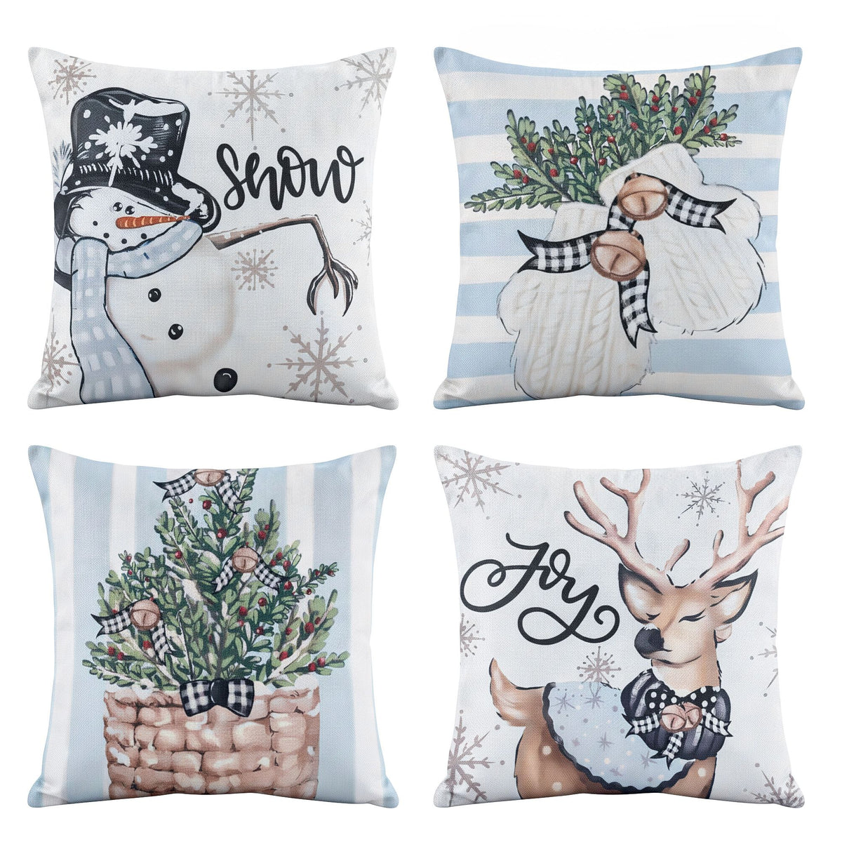 Jingle Jollys Christmas Cushion Covers Set of 4 Pillow Covers 45x45cm