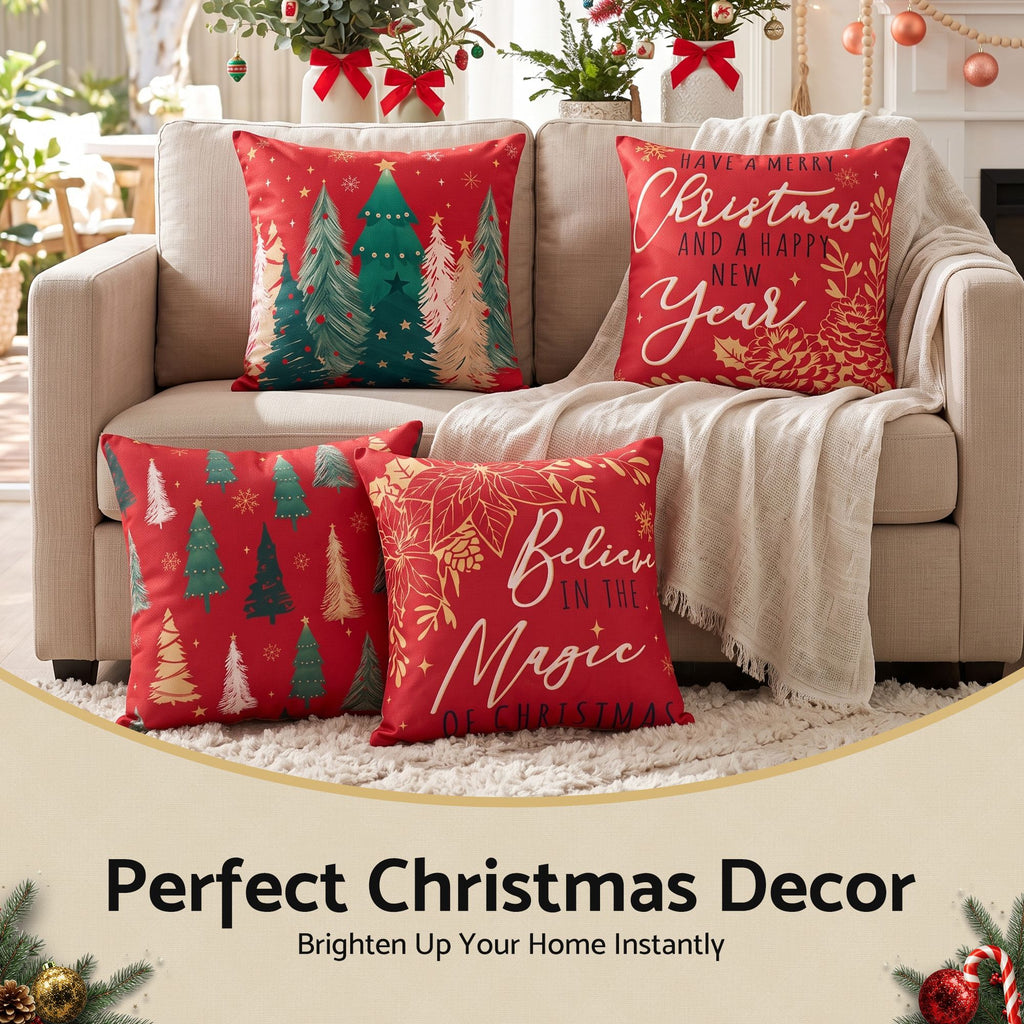 Jingle Jollys Christmas Cushion Covers Set of 4 Pillow Covers 45x45cm
