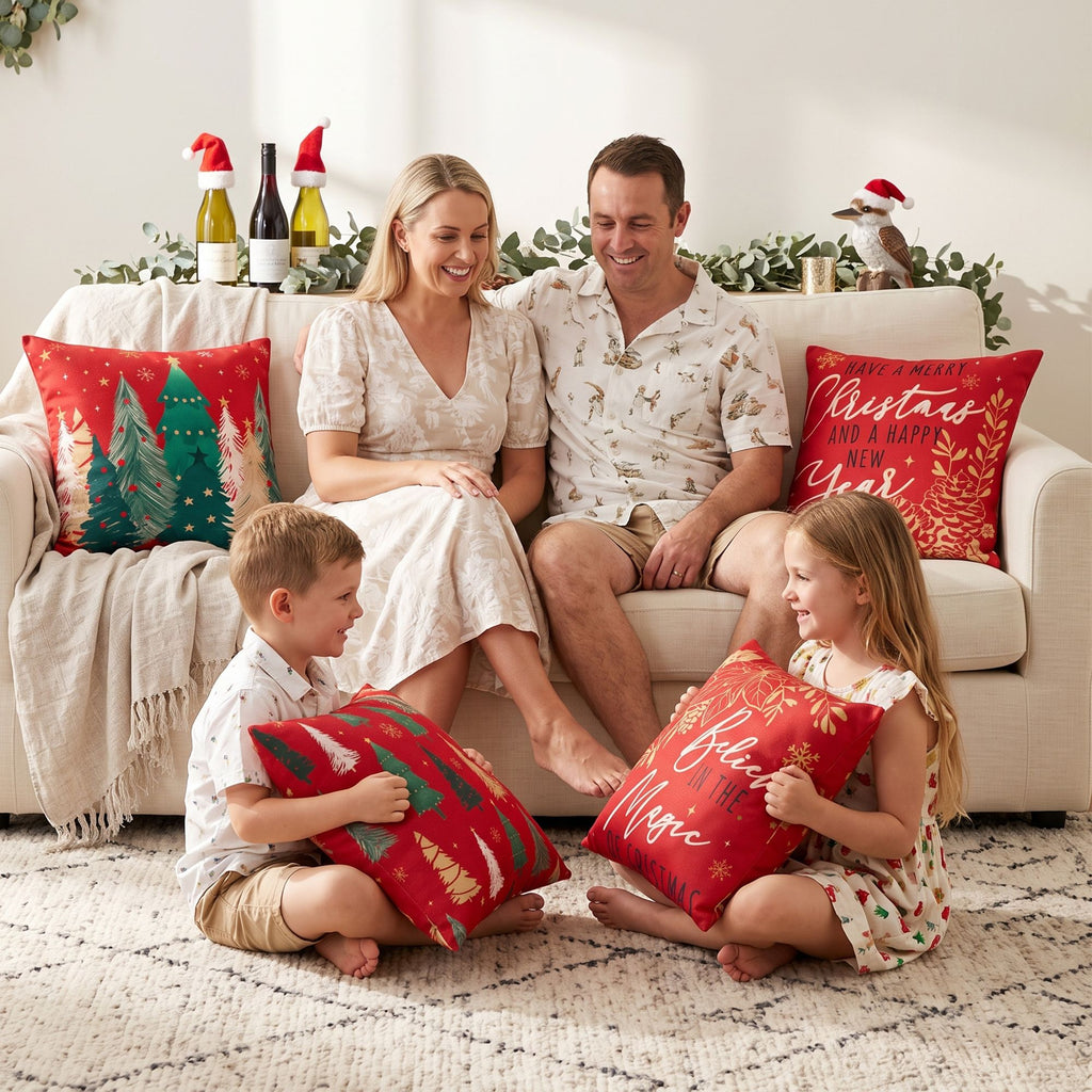 Jingle Jollys Christmas Cushion Covers Set of 4 Pillow Covers 45x45cm