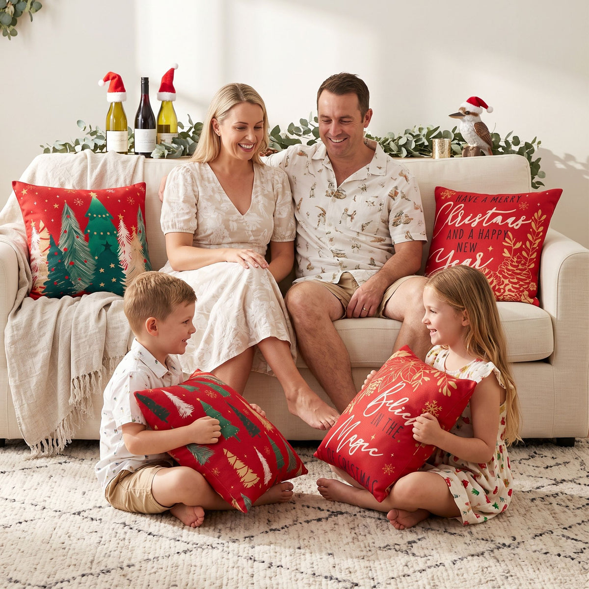 Jingle Jollys Christmas Cushion Covers Set of 4 Pillow Covers 45x45cm