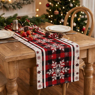 Jingle Jollys Christmas Table Runner, Snowflake, 190 x 32 cm