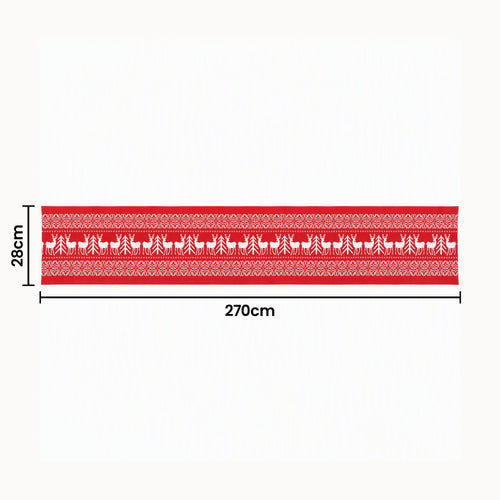Jingle Jollys Reindeer Christmas Table Runner, 270 x 28 cm, with its measurements marked