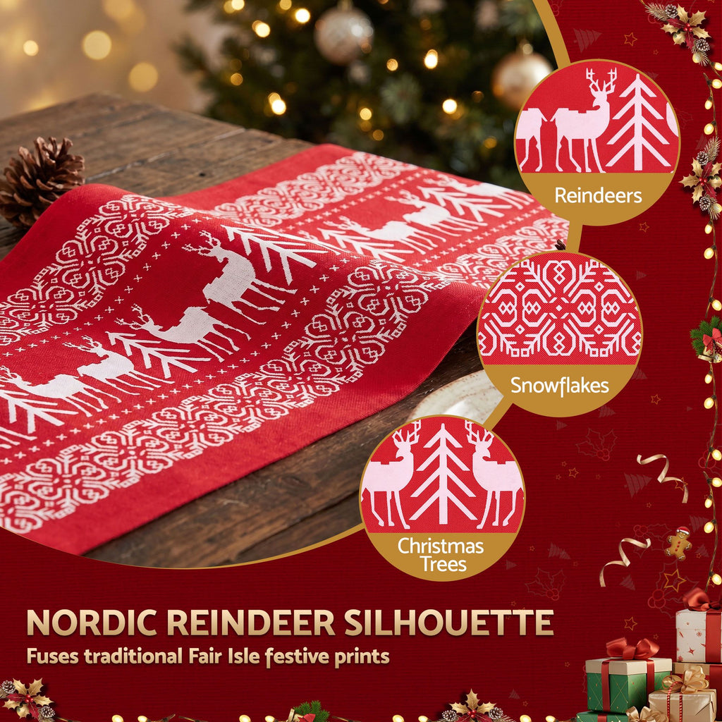 Jingle Jollys Christmas Table Runner Reindeers 270x28CM Dining Party
