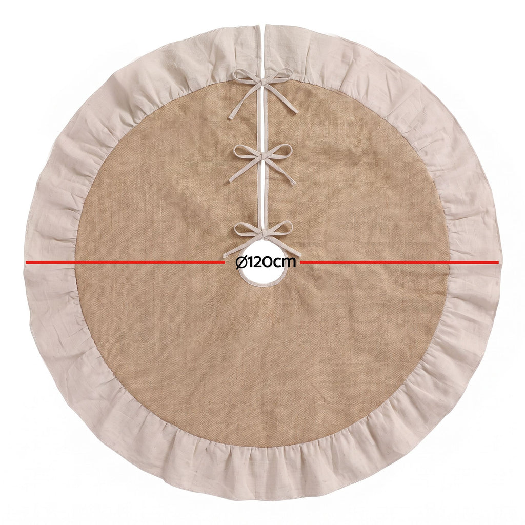 Jingle Jollys 120cm Christmas Tree Skirt Linen Christmas Tree Mat