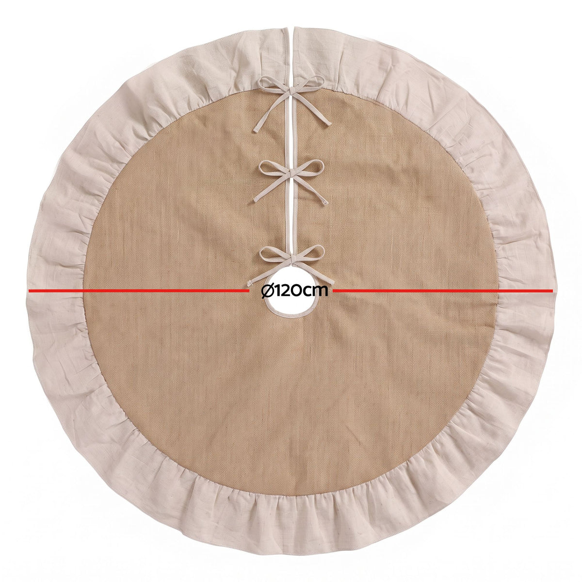 Jingle Jollys 120cm Christmas Tree Skirt Linen Christmas Tree Mat