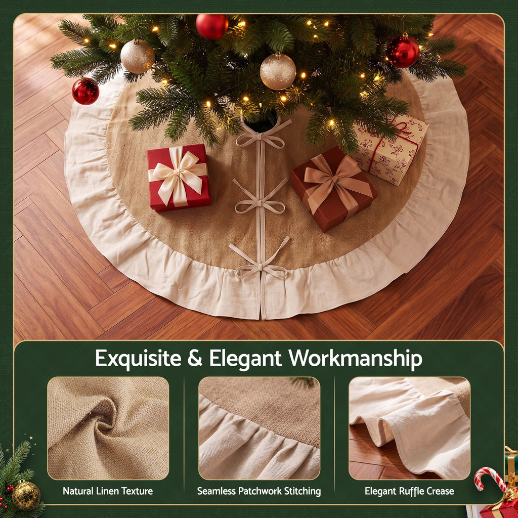 Jingle Jollys 120cm Christmas Tree Skirt Linen Christmas Tree Mat