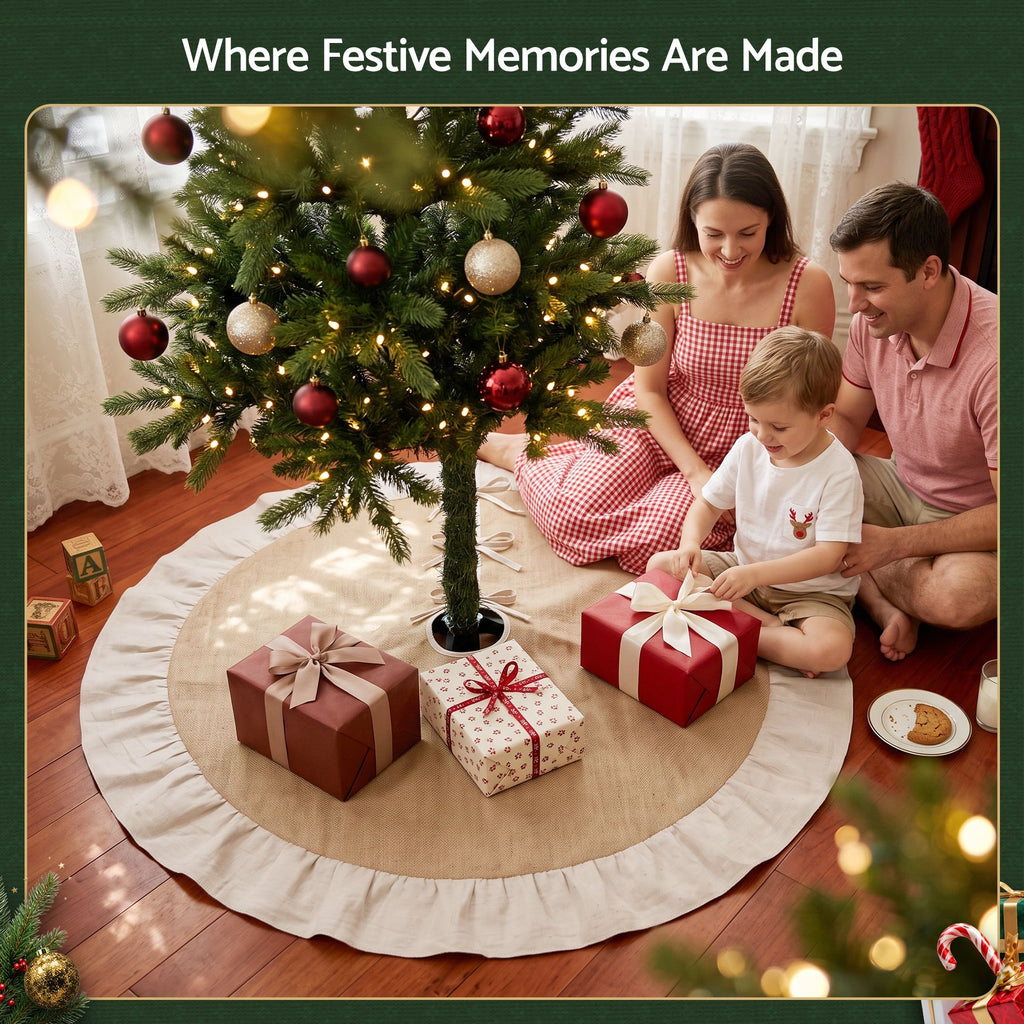 Jingle Jollys 120cm Christmas Tree Skirt Linen Christmas Tree Mat