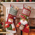 Jingle Jollys Christmas Stockings 2 Pack Large 3D Plush Santa Snowman