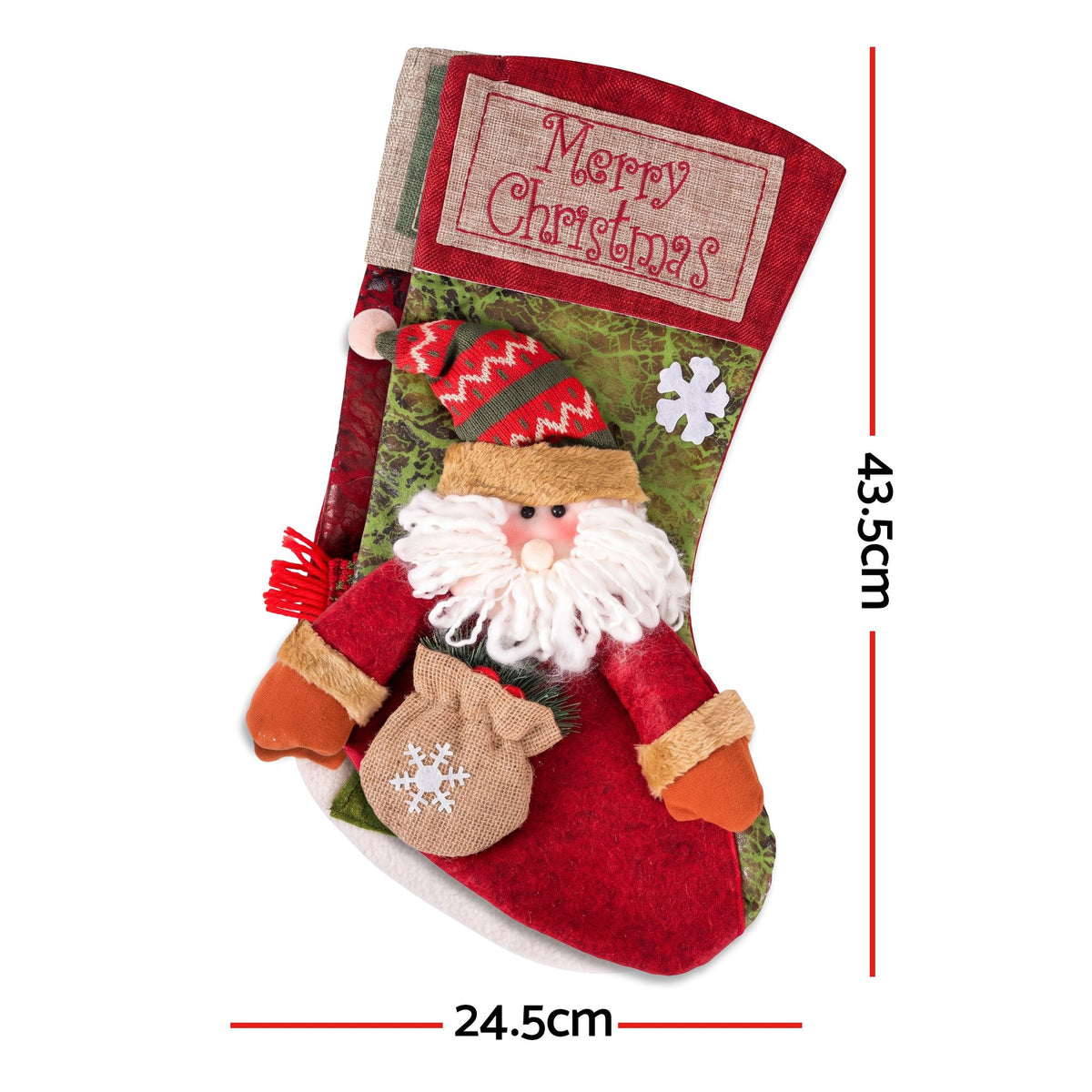 Jingle Jollys Christmas Stockings 2 Pack Large 3D Plush Santa Snowman