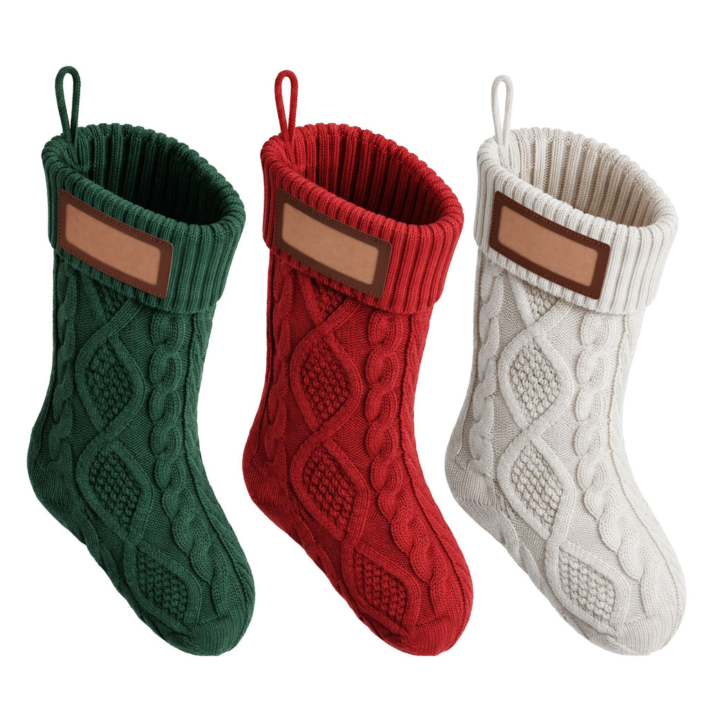 Jingle Jollys 3PCS Personalized Christmas Stockings with Leather