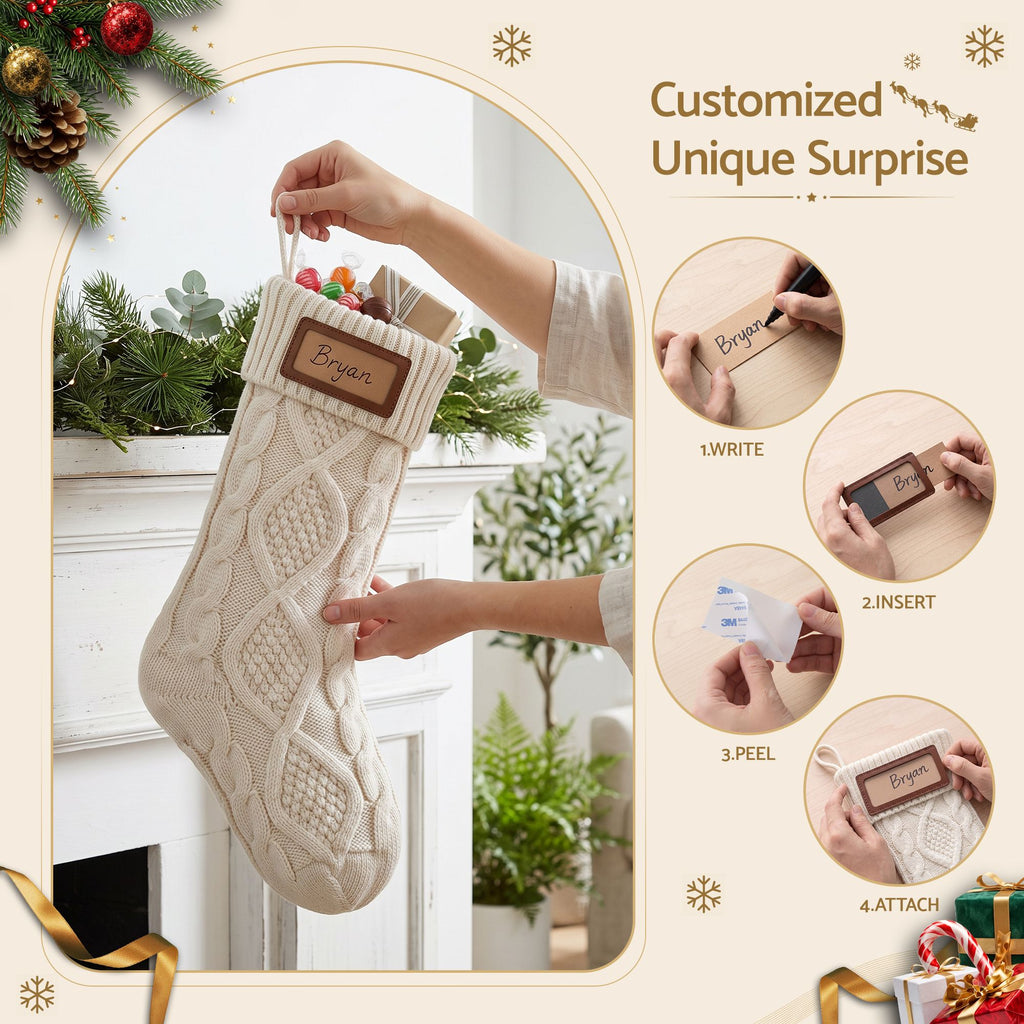 Jingle Jollys 3PCS Personalized Christmas Stockings with Leather