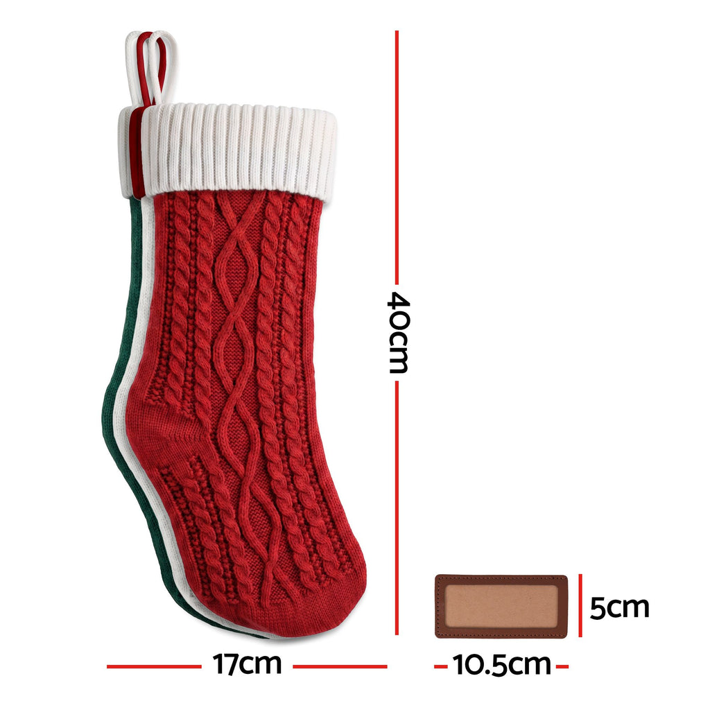 Jingle Jollys 3PCS Personalized Christmas Stockings with Leather Patches