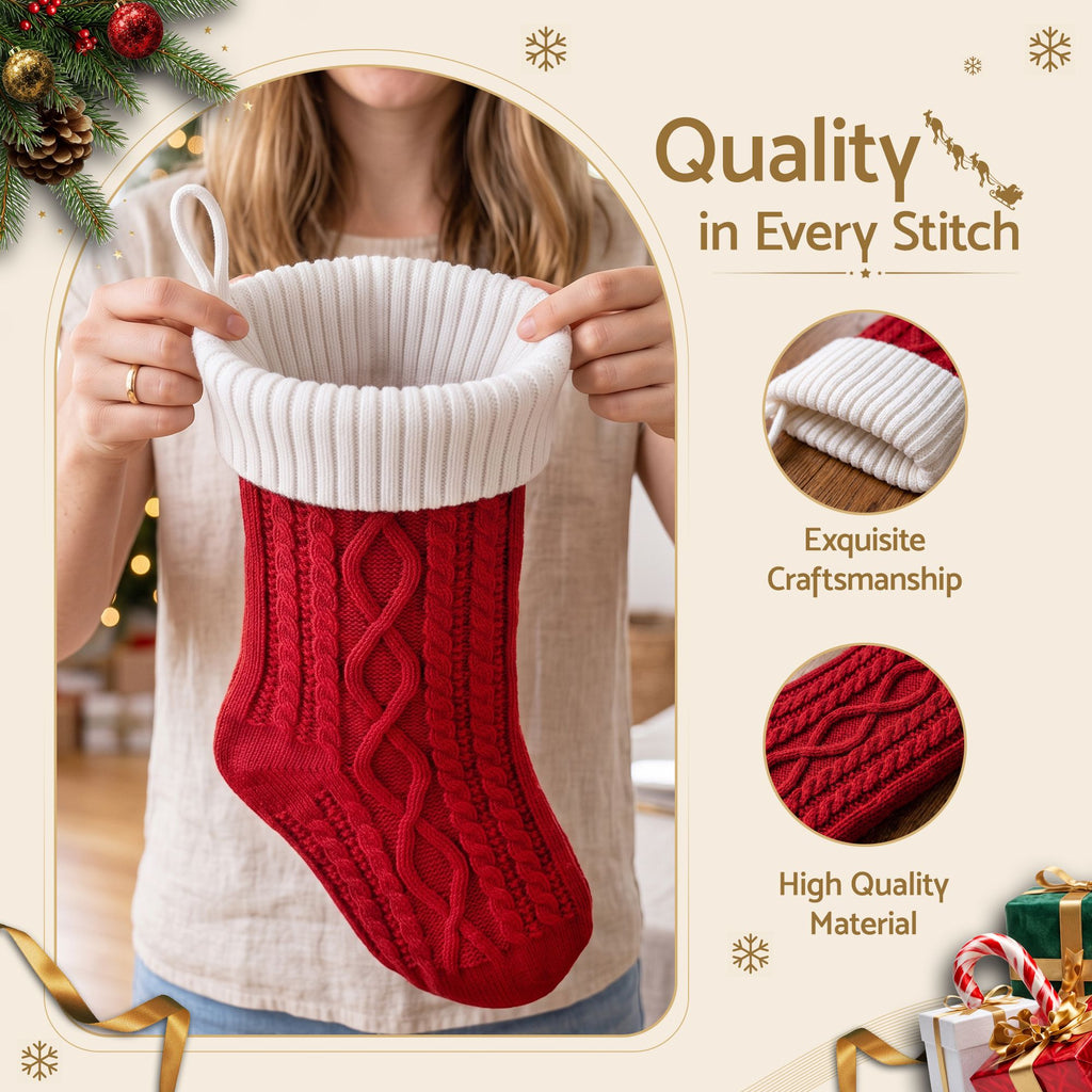 Jingle Jollys 3PCS Personalized Christmas Stockings with Leather Patches