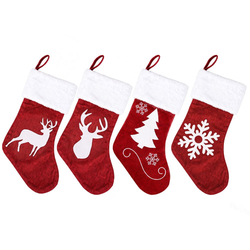 Jingle Jollys Large Velvet Christmas Stockings, Red, 46.5 cm, 4 Pack, showing the options available