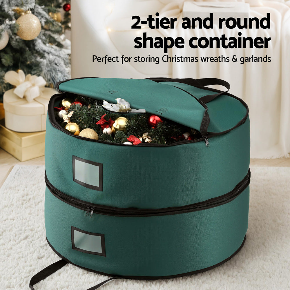 Jingle Jollys Christmas Garland Wreath Storage Bag 2-Tier Ornaments