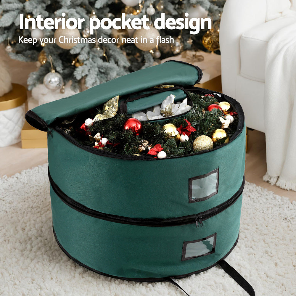 Jingle Jollys Christmas Garland Wreath Storage Bag 2-Tier Ornaments