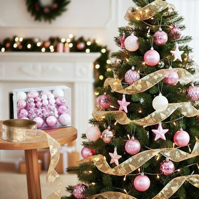 Jingle Jollys Christmas Tree Decoration Set Ribbon Baubles Ornaments