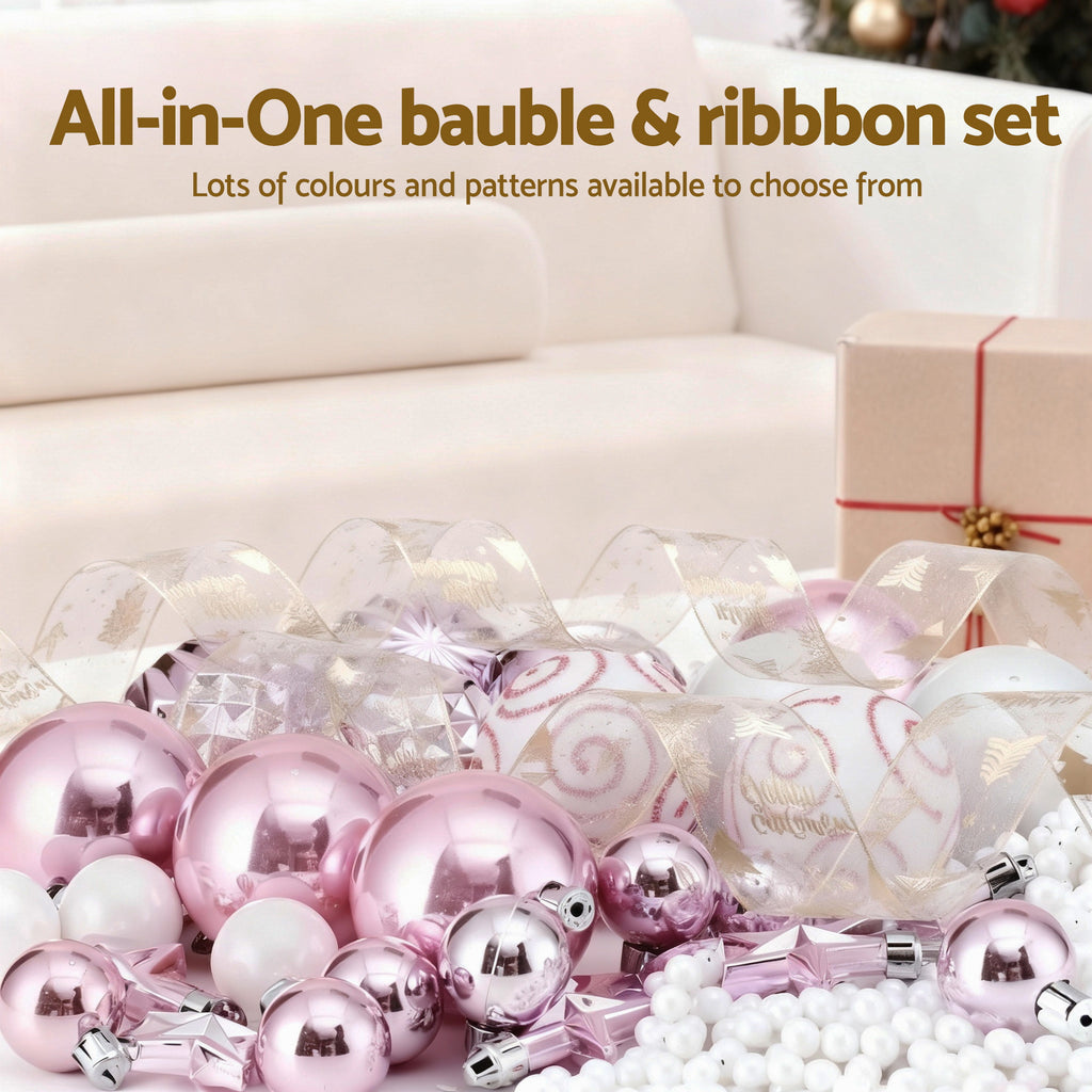 Jingle Jollys Christmas Tree Decoration Set Ribbon Baubles Ornaments