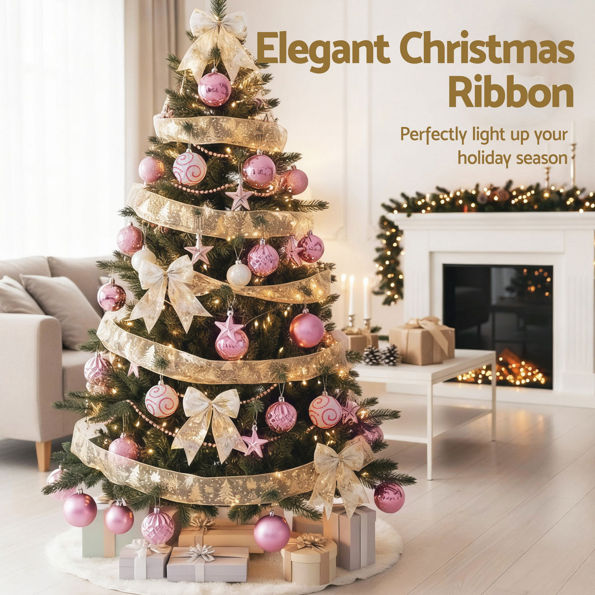Jingle Jollys Christmas Tree Decoration Set Ribbon Baubles Ornaments