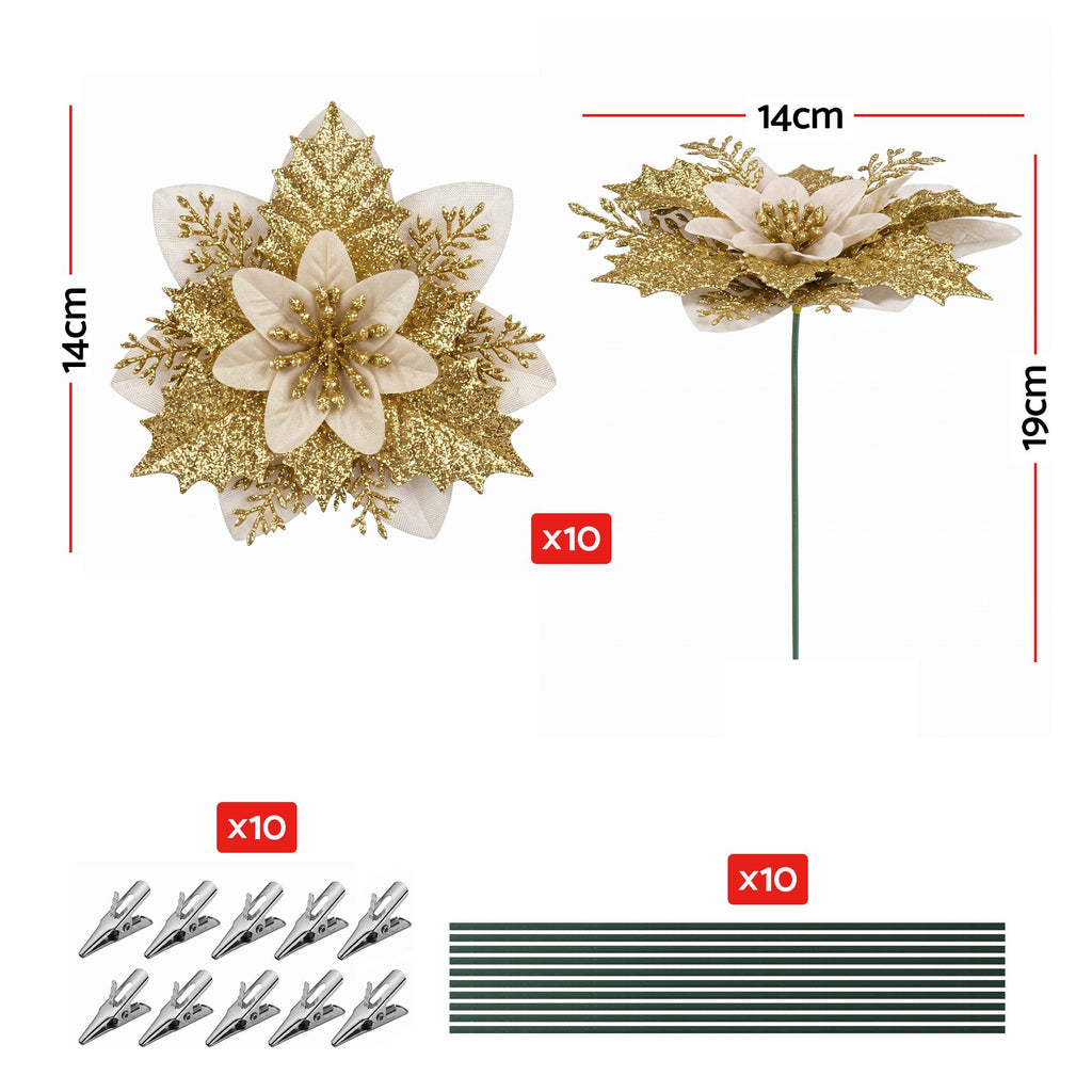 Jingle Jollys 10Pcs Christmas Tree Flower Set Garland Wreath