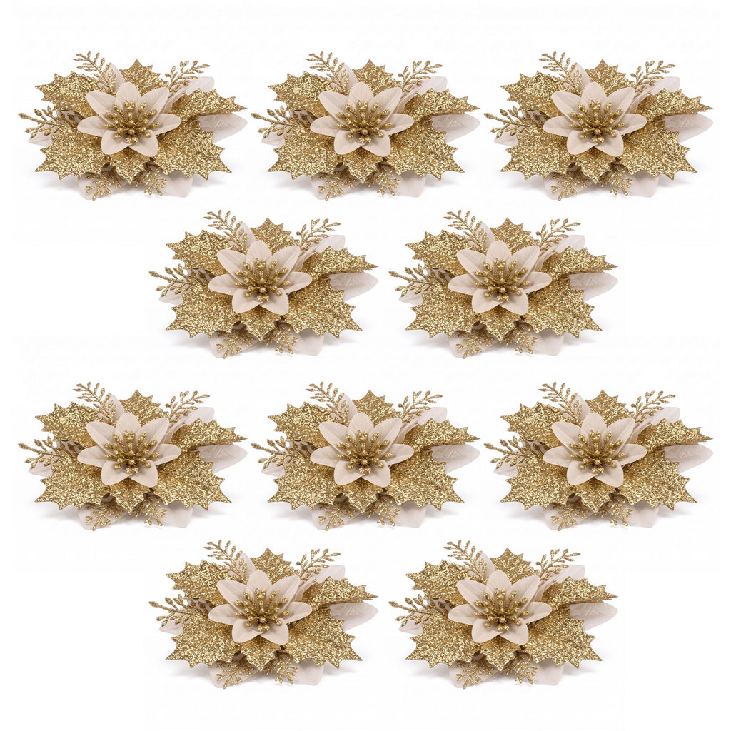 Jingle Jollys 10Pcs Christmas Tree Flower Set Garland Wreath