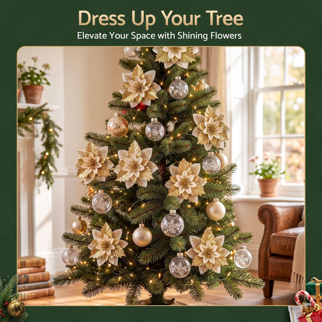 Jingle Jollys 10Pcs Christmas Tree Flower Set Garland Wreath