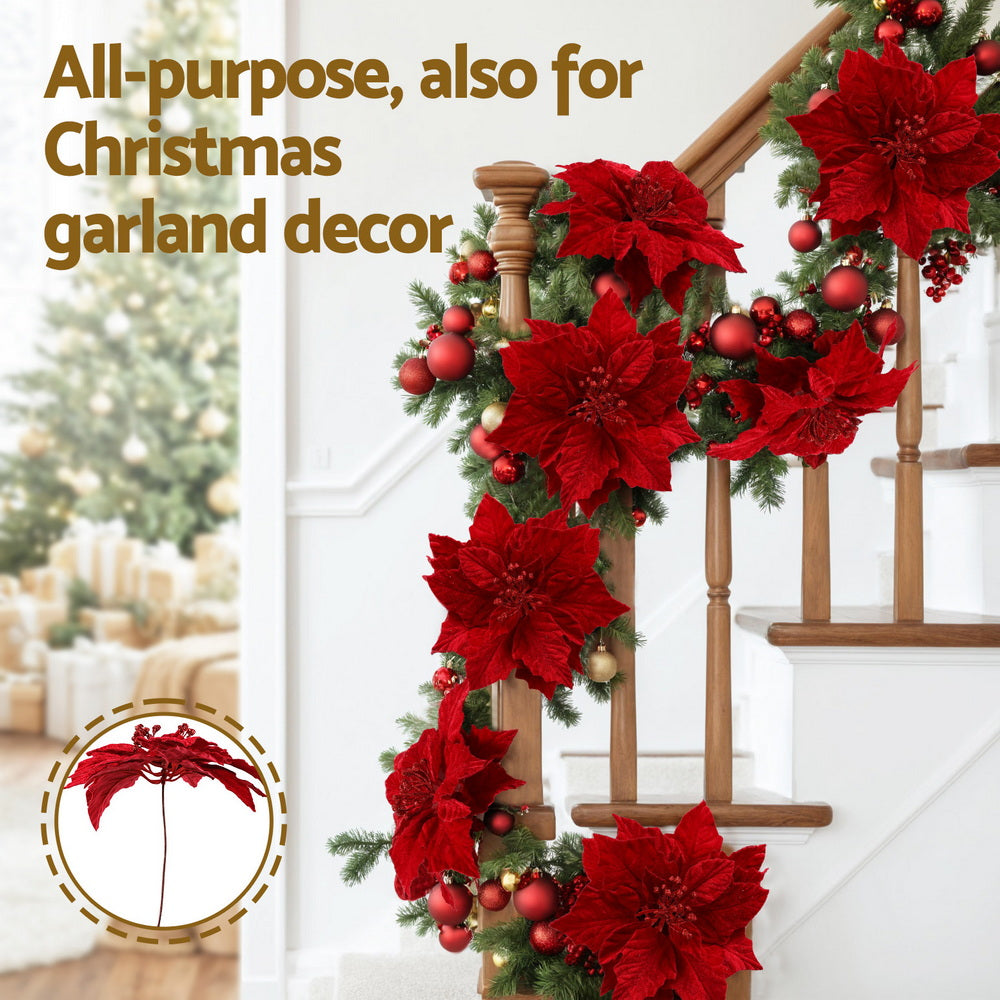 Jingle Jollys 14Pcs Christmas Tree Flowers Set Xmas Garland Wreath