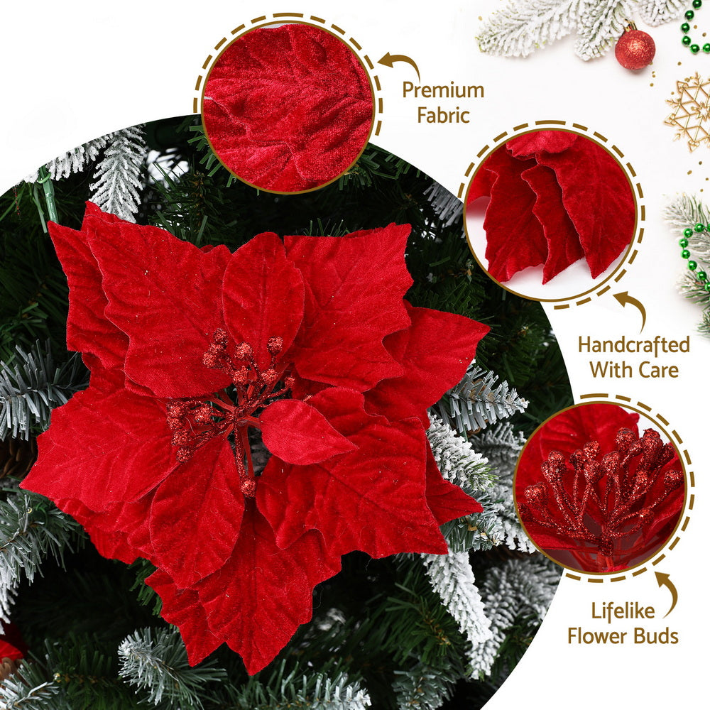 Jingle Jollys 14Pcs Christmas Tree Flowers Set Xmas Garland Wreath