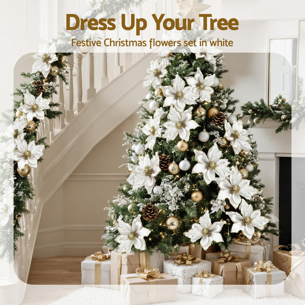 Jingle Jollys 14Pcs Christmas Tree Flower Set Xmas Garland Wreath