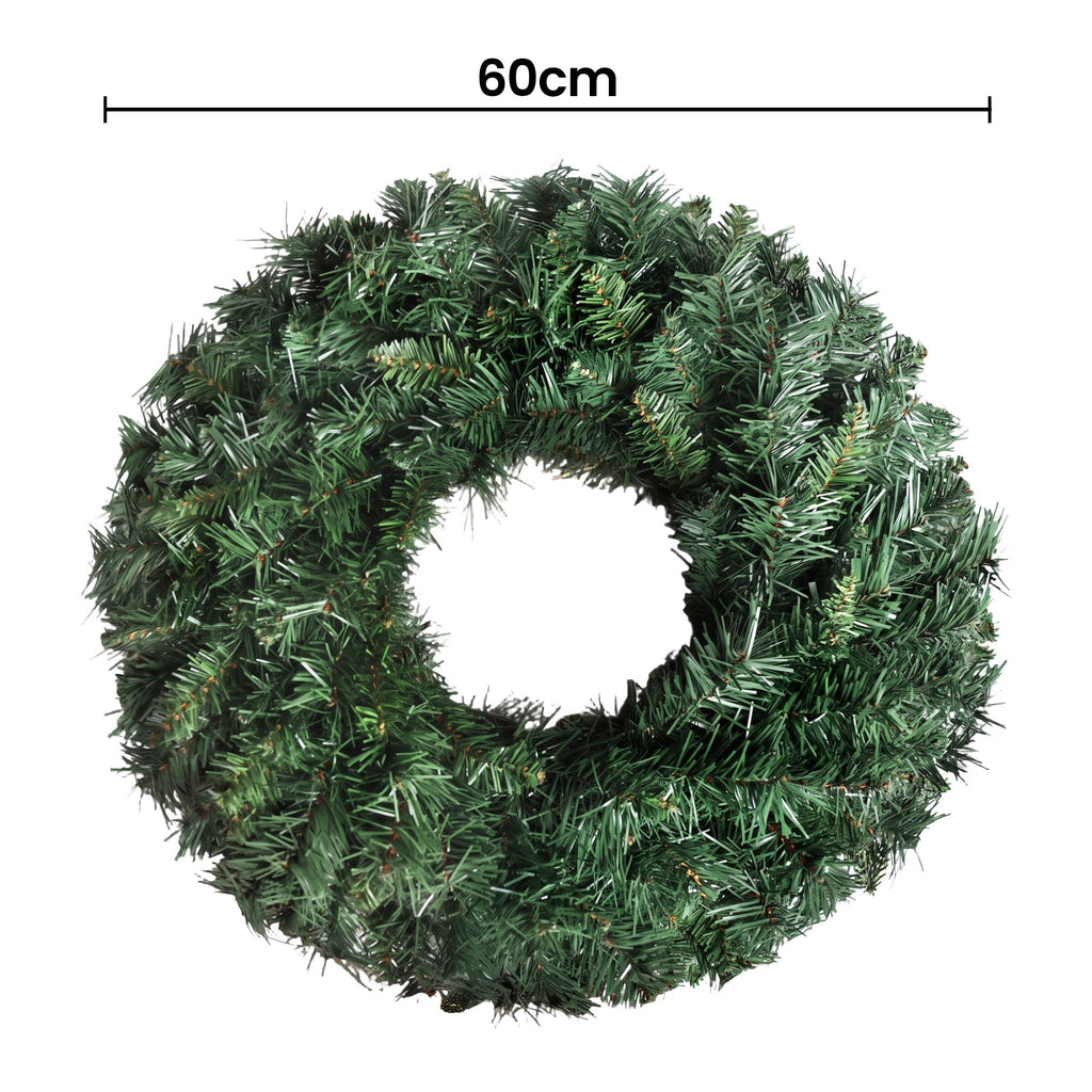 Jingle Jollys Christmas Wreath 60cm Artificial Green Garland Door