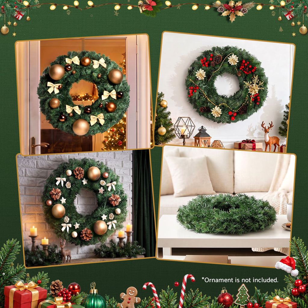 Jingle Jollys Christmas Wreath 60cm Artificial Green Garland Door