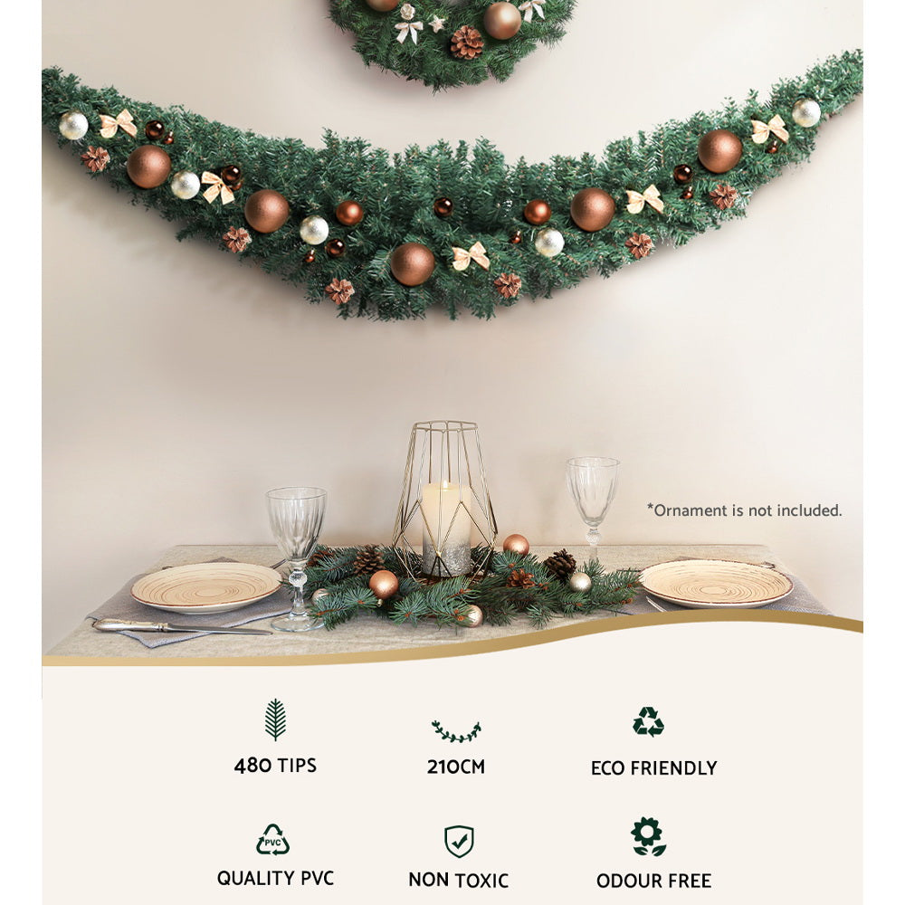 Jingle Jollys 2.1m Christmas Garland Xmas Decorations Green Wedding