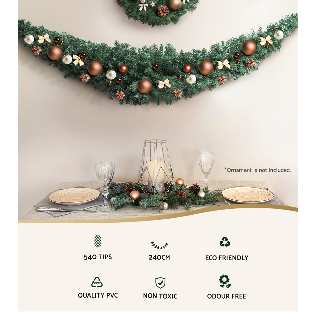 Jingle Jollys 2.4m Christmas Garland Xmas Decorations Green Wedding