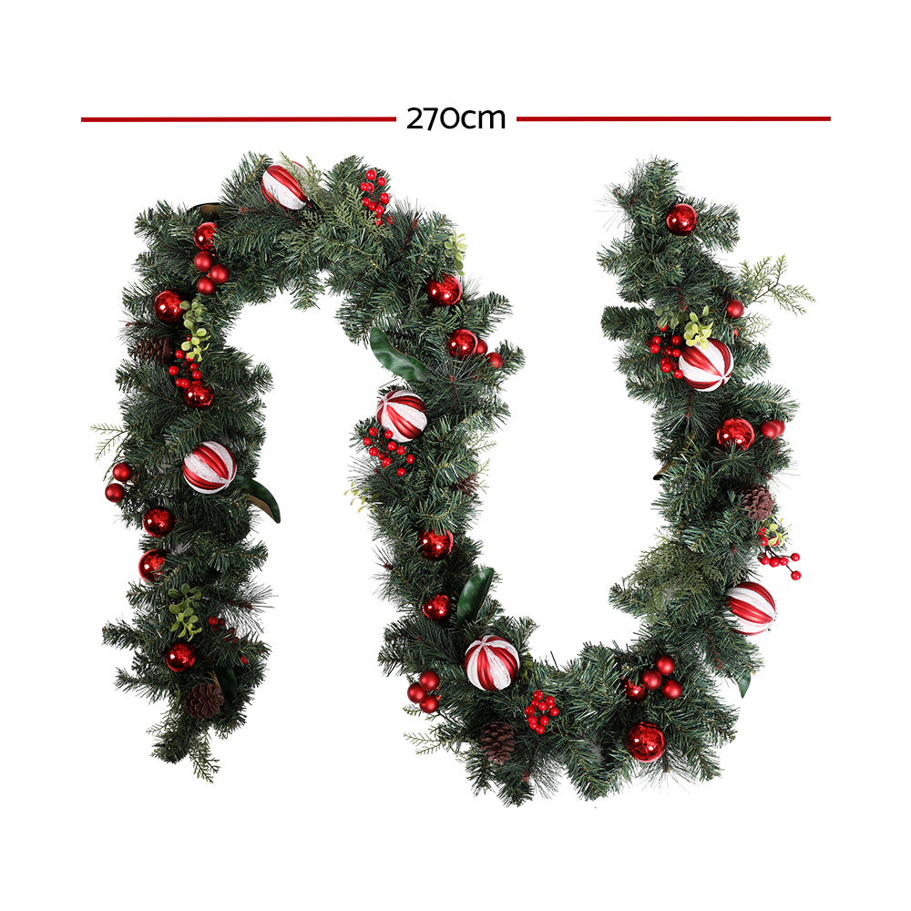 Jingle Jollys 2.7m Christmas Garland with Decorations Xmas Wedding