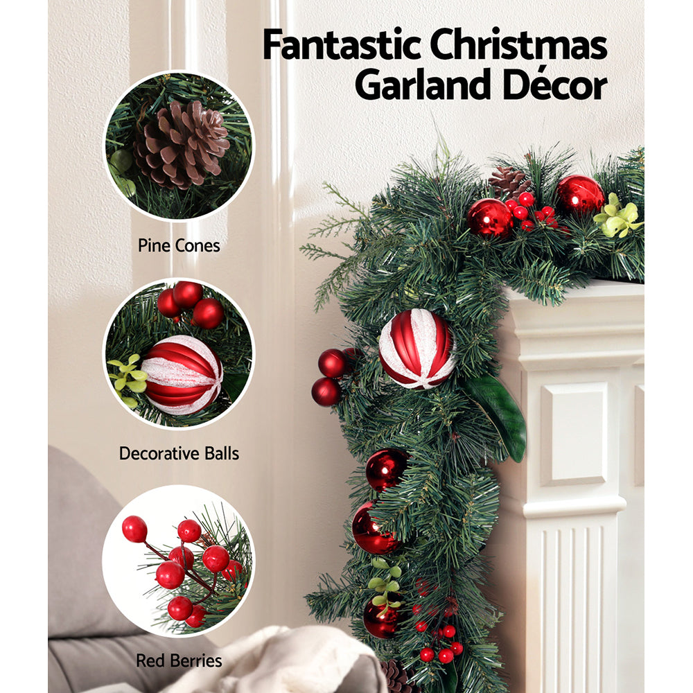 Jingle Jollys 2.7m Christmas Garland with Decorations Xmas Wedding