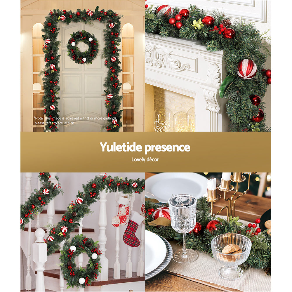 Jingle Jollys 2.7m Christmas Garland with Decorations Xmas Wedding