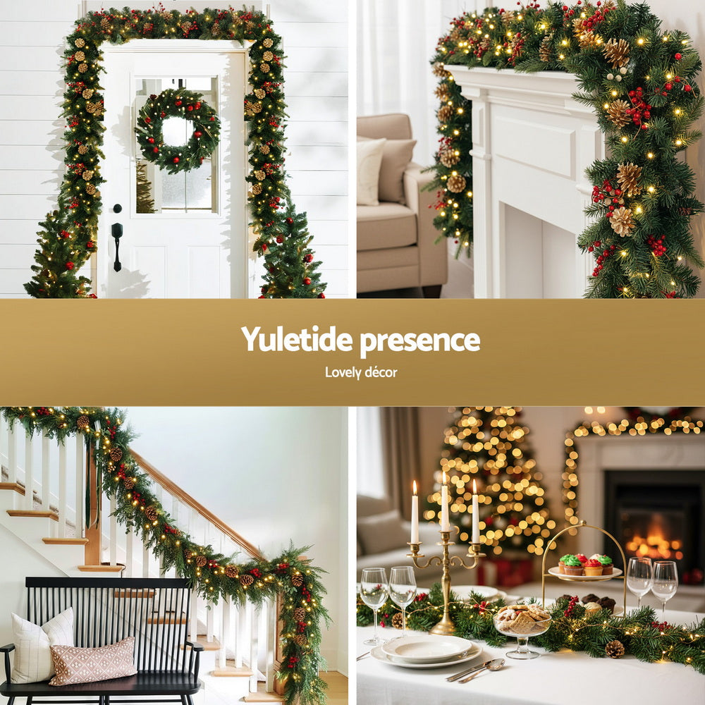 Jingle Jollys 1.8 m Garland with Pine Cones and Berries, shown in a real setting, photo 5 of 6