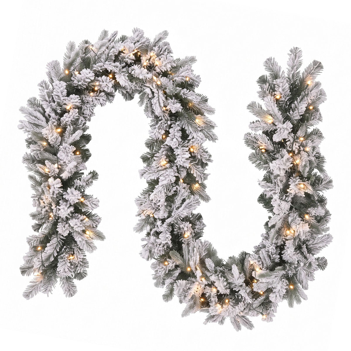 Jingle Jollys 1.8M Christmas Garland 8 Mode LED Snow Frosted Tips